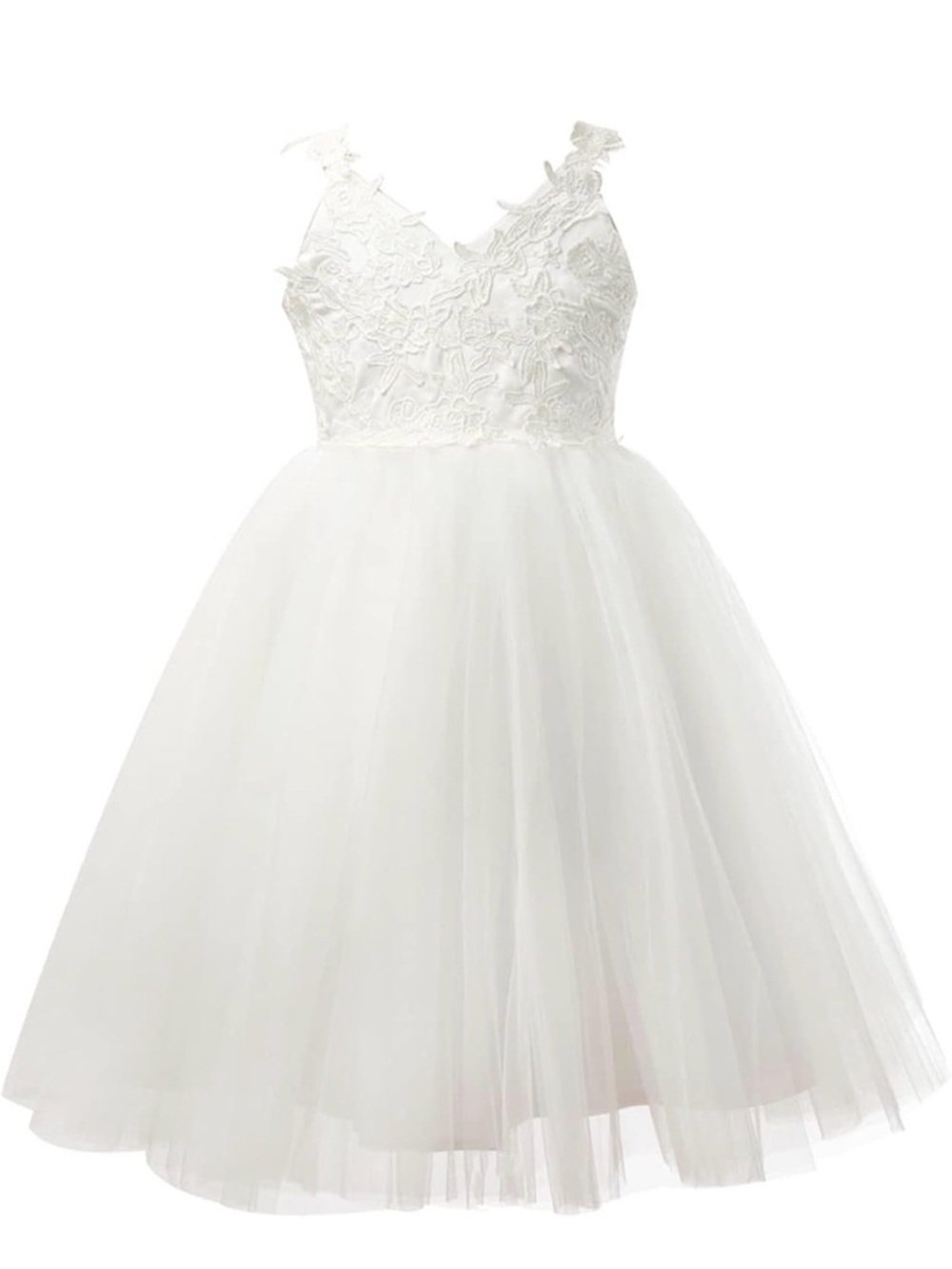 Ivory Lace & Tulle A-Line Backless Flower Girl Dress